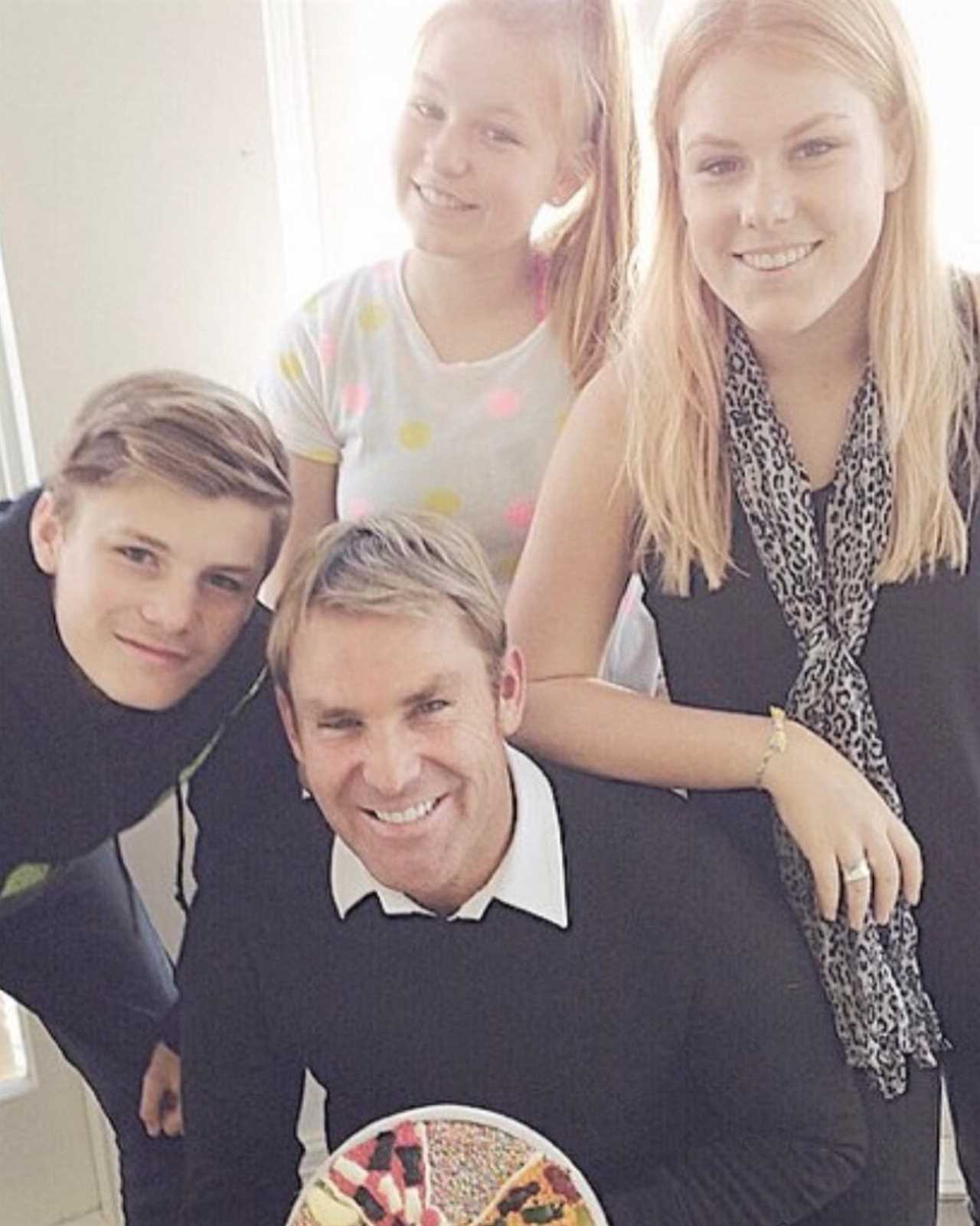 Warne with his children - Jackson, Summer and Brooke