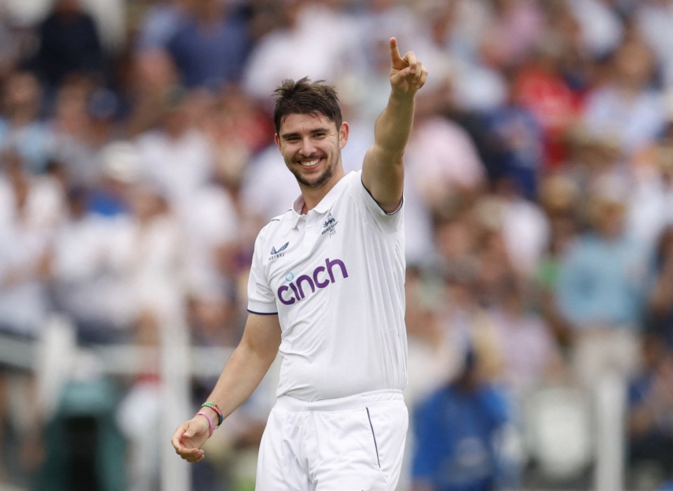 Cricket - Ashes - Second Test - England v Australia - Lord's Cricket Ground, London, Britain - June 28, 2023 England's Josh Tongue celebrates after taking the wicket of Australia's Usman Khawaja Action Images via Reuters/Peter Cziborra