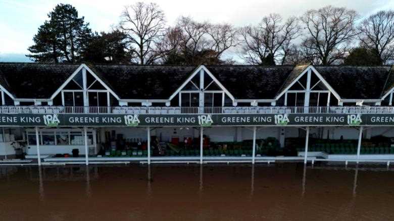 Iconic British cricket ground completely under water after floods as Storm Henk wreaks havoc