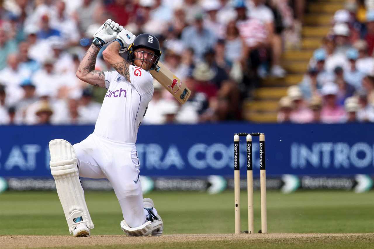 a cricket player swings his bat in front of a sign that says intro