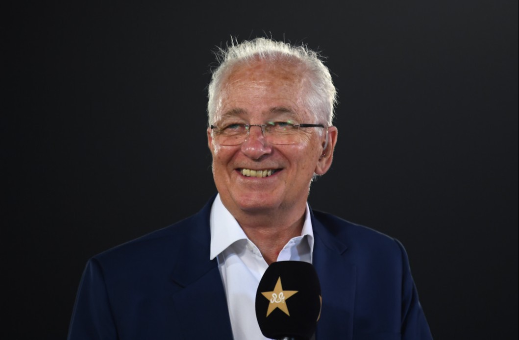 KARACHI, PAKISTAN - SEPTEMBER 25: Broadcaster David Gower looks on after the 4th IT20 between Pakistan and England at Karachi National Stadium on September 25, 2022 in Karachi, Pakistan. (Photo by Alex Davidson/Getty Images)