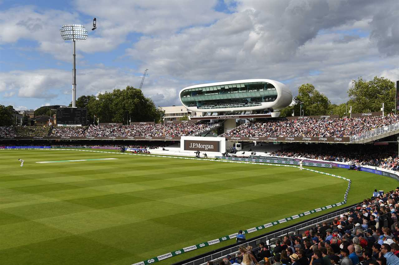 General view of a cricket match at Lord's Cricket Ground.