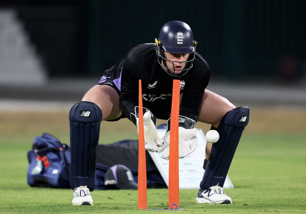 Jamie Smith of England during cricket nets practice.