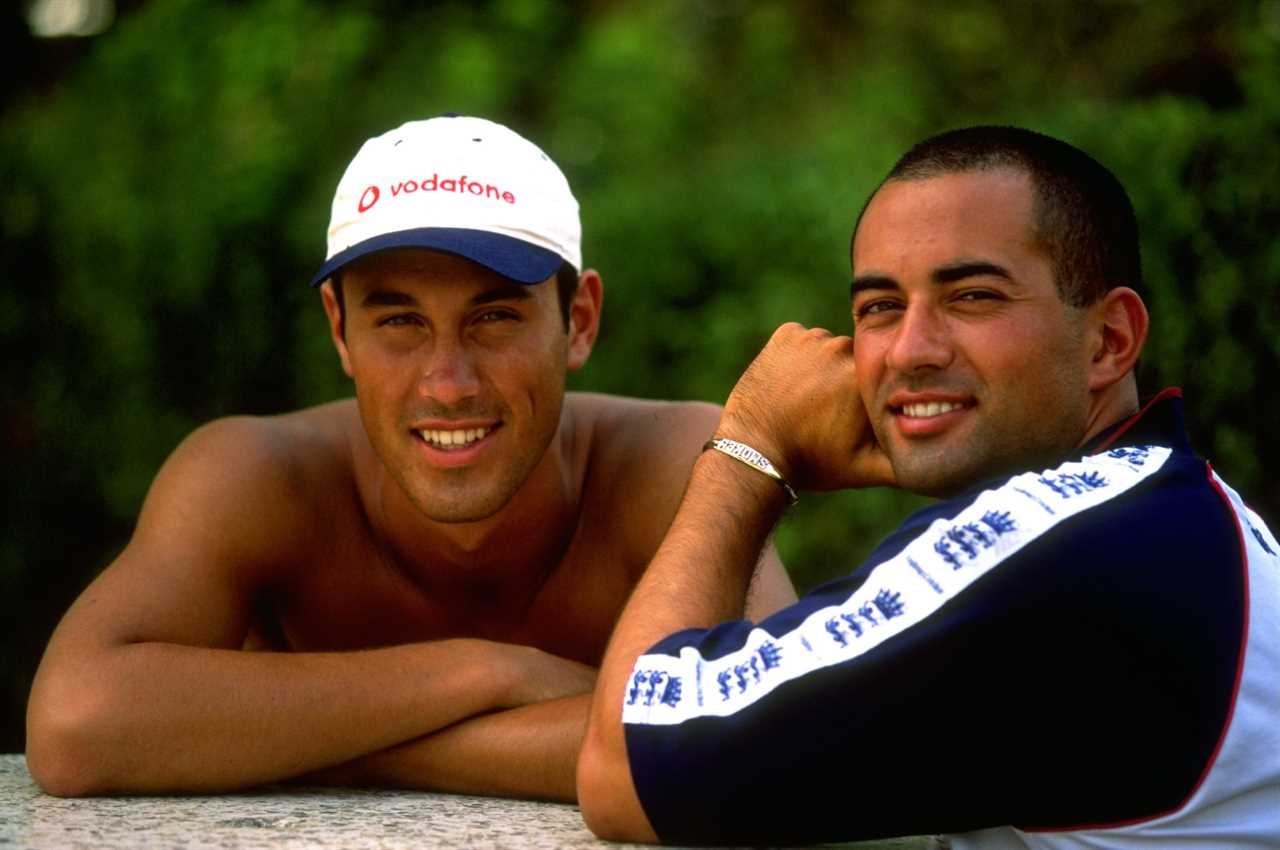 Portrait of Adam and Ben Hollioake, English cricketers.