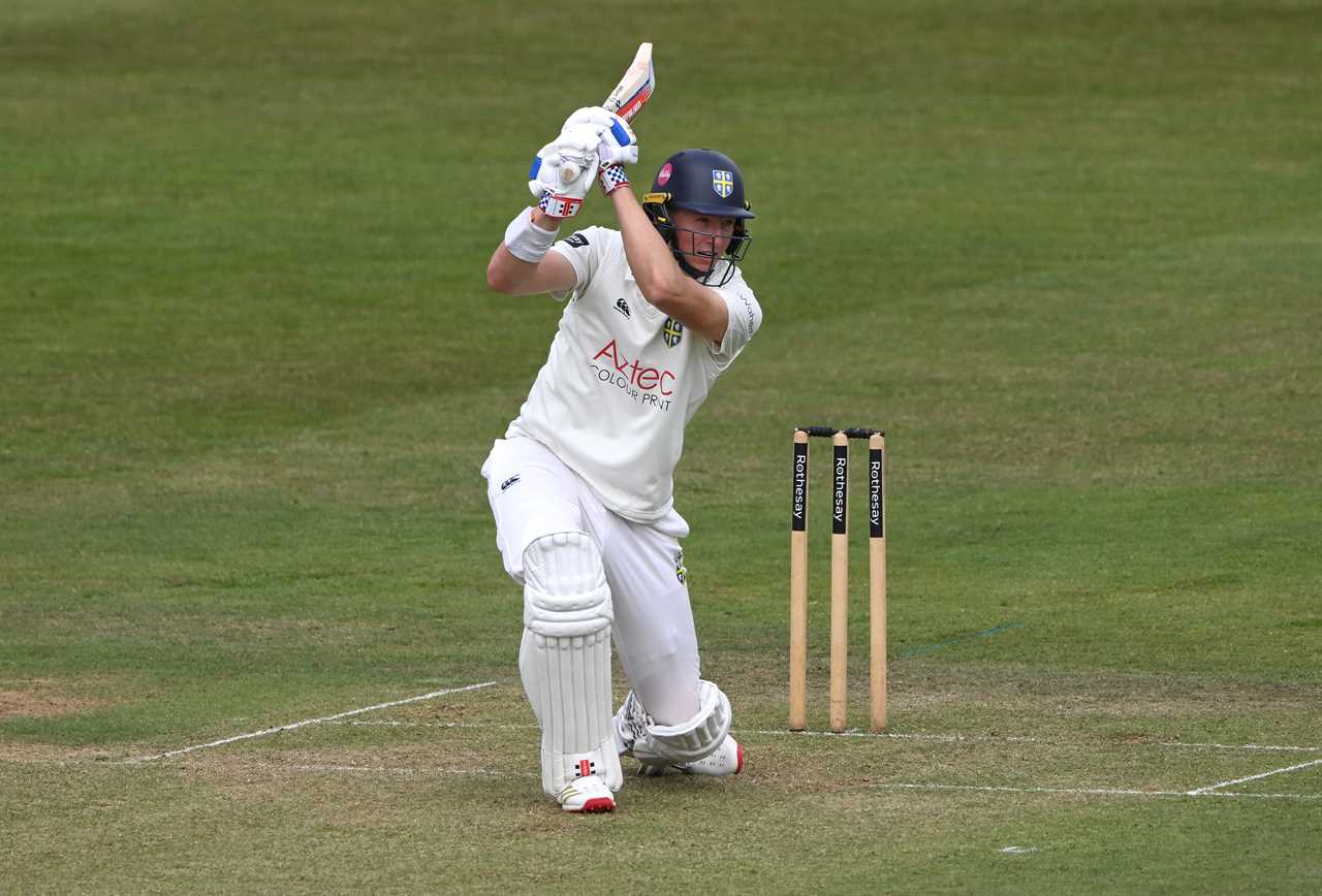 Durham batsman Ben McKinney batting.