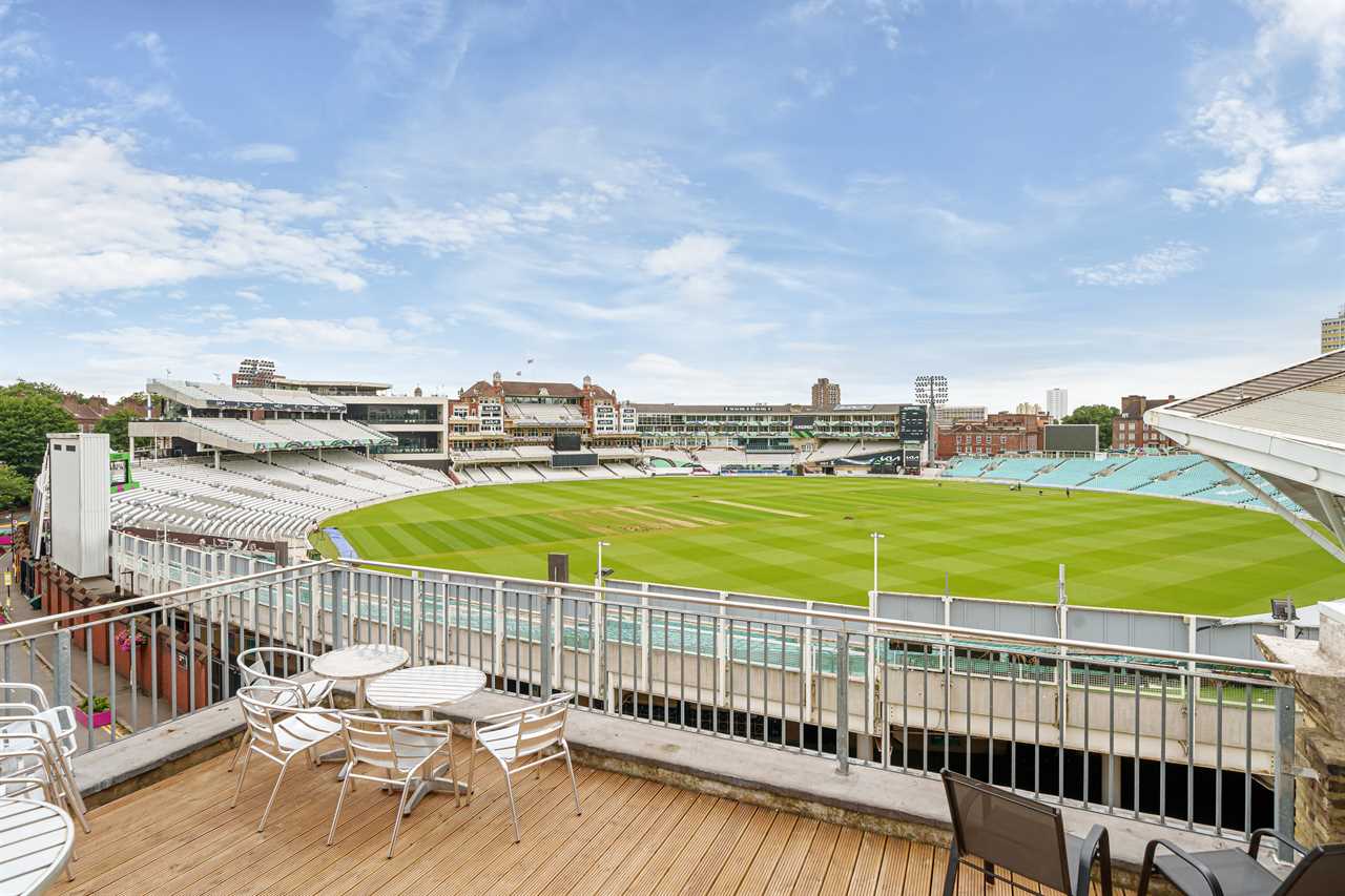 Oval Mansions overlooking a cricket field.