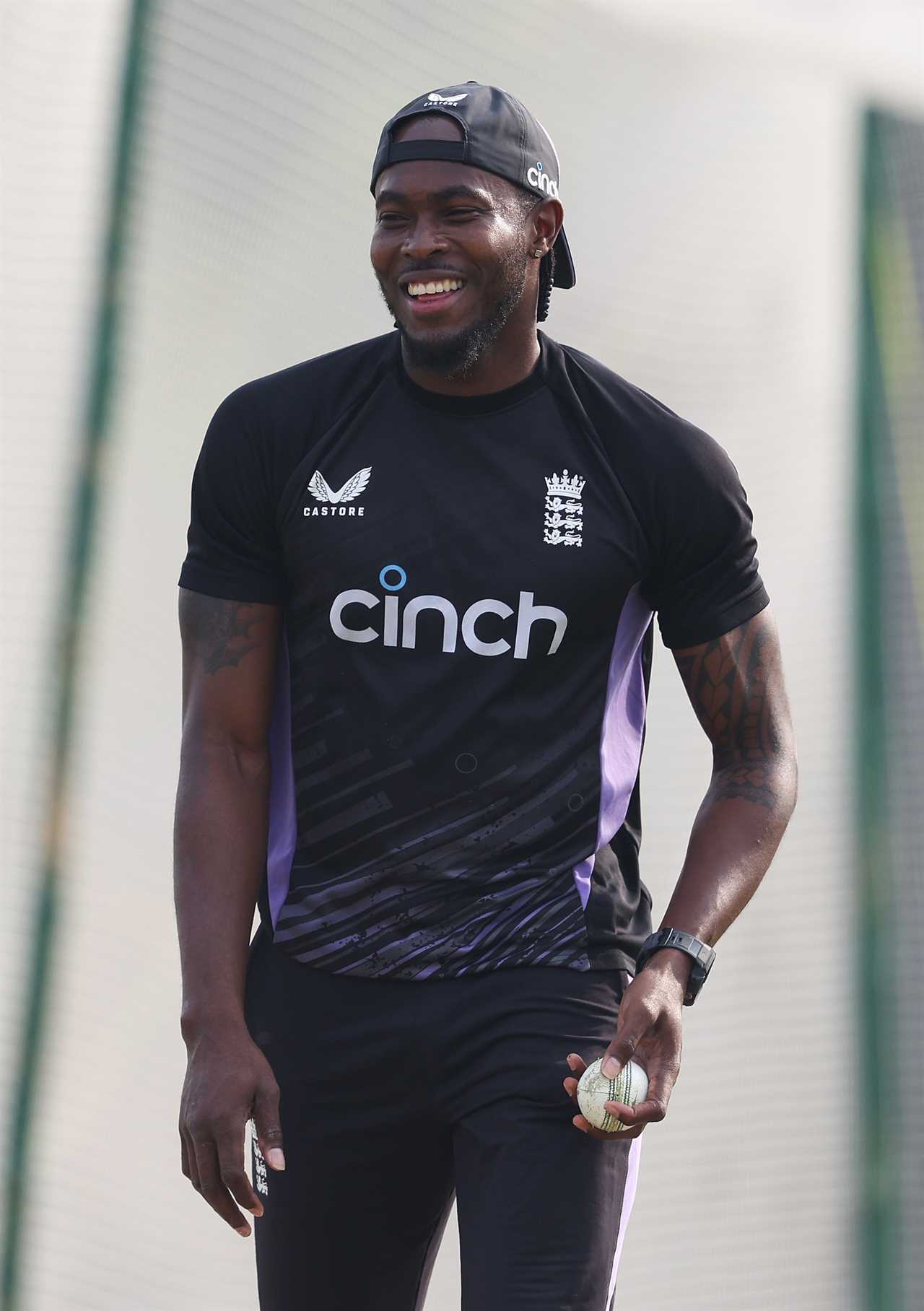 Jofra Archer of England during a cricket nets session.