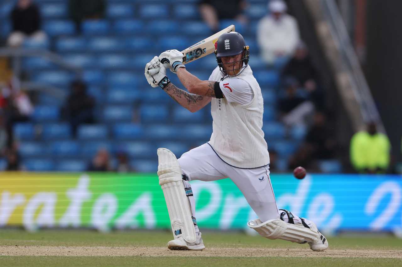 Ben Stokes batting during a cricket match.
