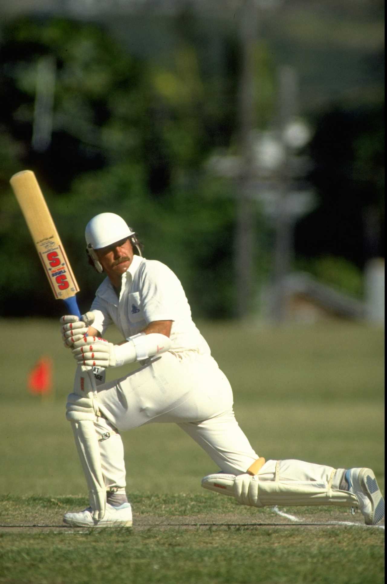 Wayne Larkins of England batting during a cricket match.