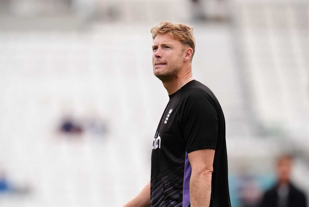 Andrew Flintoff and George Scrimshaw at a cricket nets session.