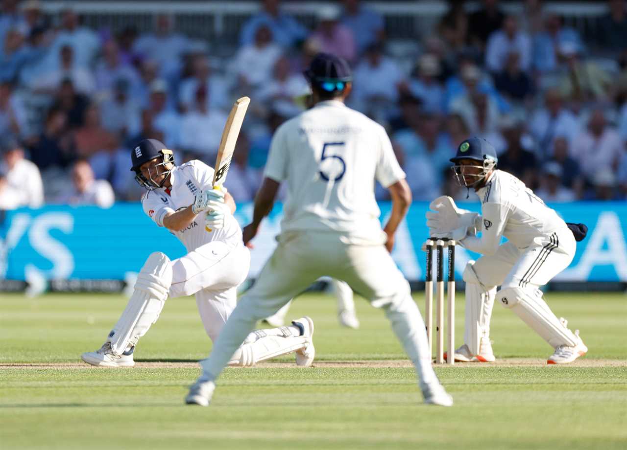 Joe Root batting during a cricket match.
