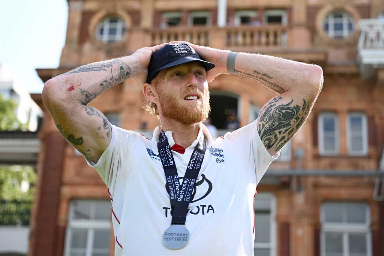 England cricket captain Ben Stokes holding his Player of the Match medal.