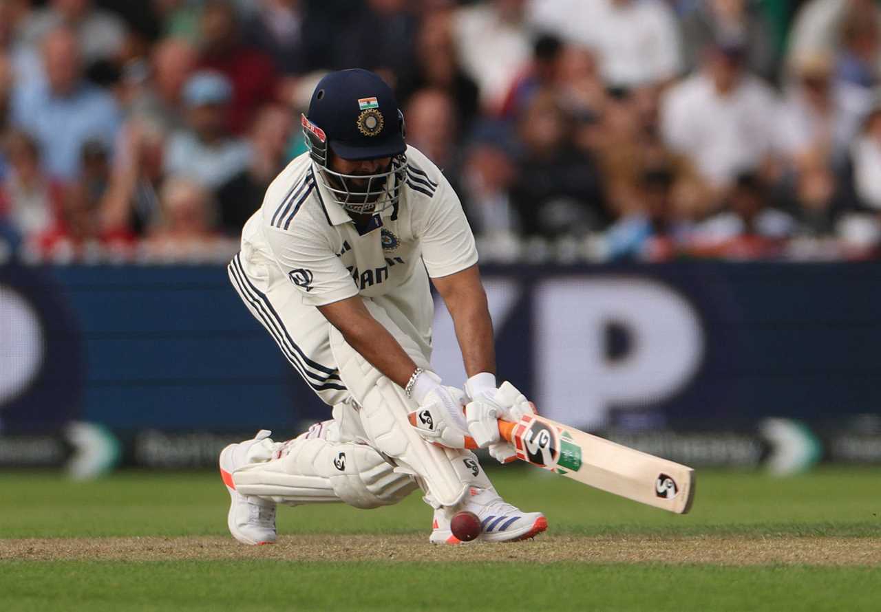 Rishabh Pant batting in a cricket match.