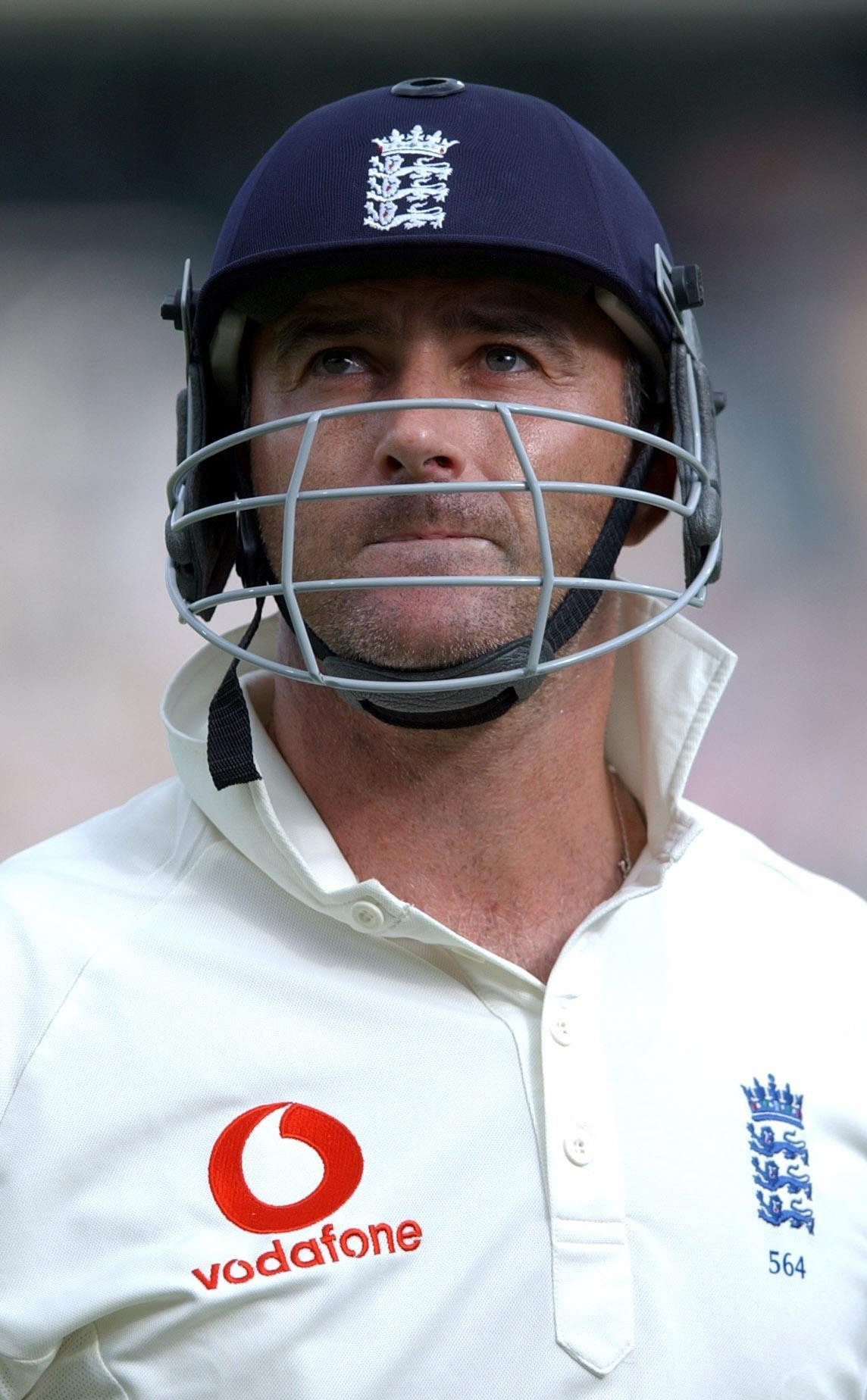 Photo of Graham Thorpe in cricket gear.