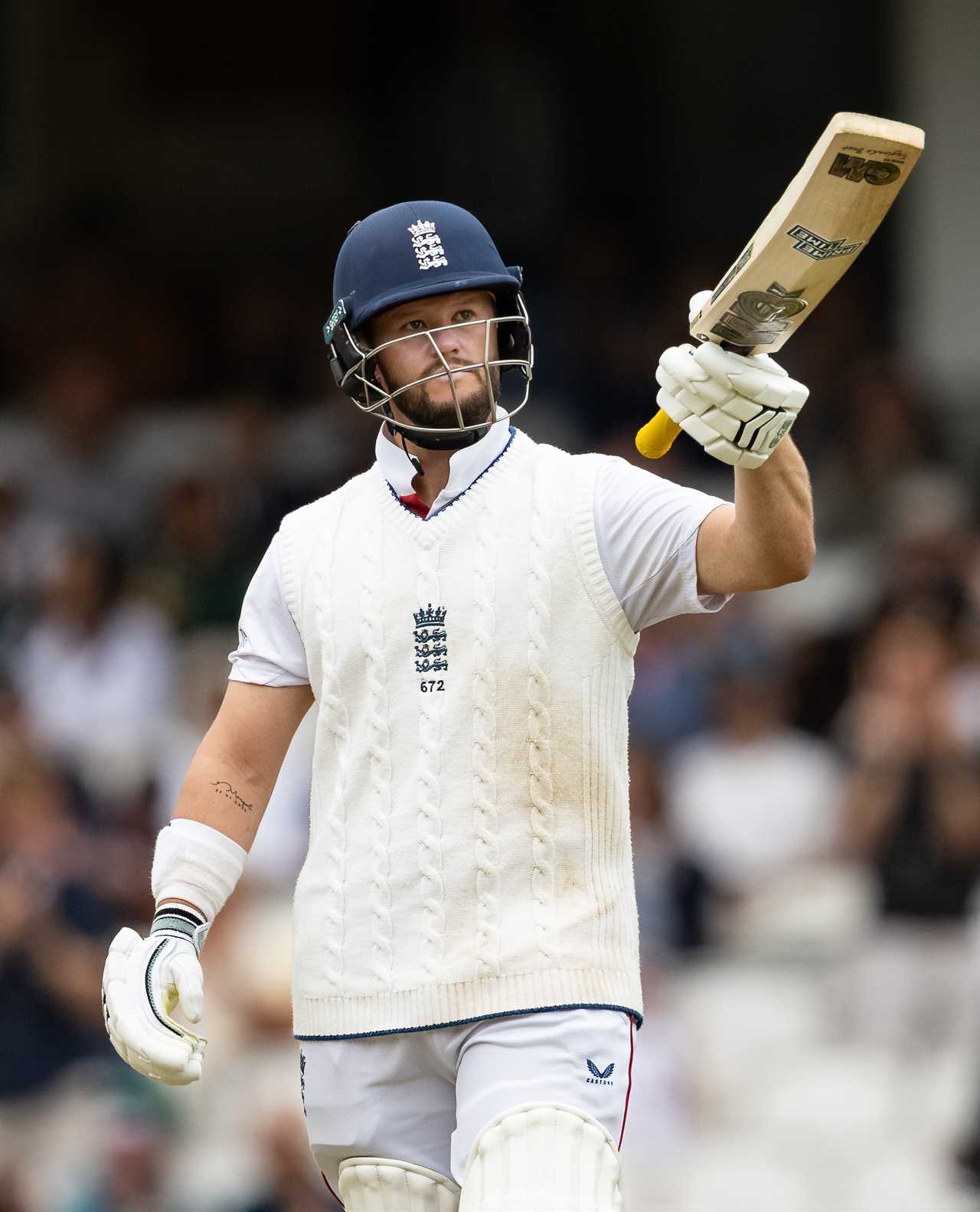 Ben Duckett of England acknowledges applause after scoring a half-century.