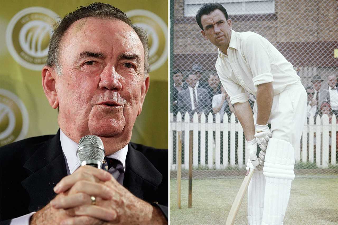 Split image of a man speaking at a microphone and a cricketer at bat.