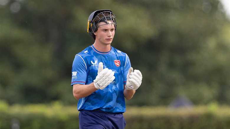 Freddie Flintoff’s doppelganger son, Corey, 19, makes explosive county cricket debut